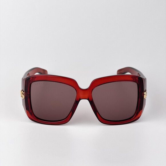 Gucci GG1402S Sunglasses – Transparent Burgundy Frame Brown  | Model GG1402S 003 - Picture 1 of 10